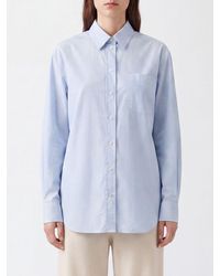 The Row - Striped Cotton Shirt With French Collar And Patch Pocket - Lyst
