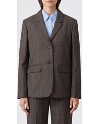 Ganni - Single-Breasted Pinstripe Wool Blazer - Lyst