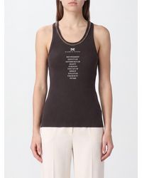 Elisabetta Franchi - Silk Blend Slim Fit Top With Logo Print And Metallic Mesh - Lyst