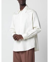 Studio Nicholson - Striped Cotton And Silk Blend Relaxed Fit Shirt - Lyst