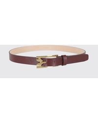 Victoria Beckham - Smooth Calfskin Leather Belt With Monogram Buckle - Lyst