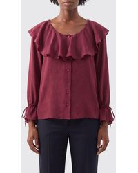 Chloé - Chlo&Eacute Long-Sleeved Silk Shirt With Ruffles And Embroidery - Lyst