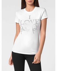 Philipp Plein - Jersey T-Shirt With Slogan Print And Rhinestone Embellishments - Lyst
