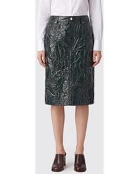 Marni - Crinkled-Effect Faux Leather Pencil Midi Skirt - Lyst