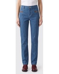 Gucci - Slim Fit Denim Jeans With Horsebit - Lyst