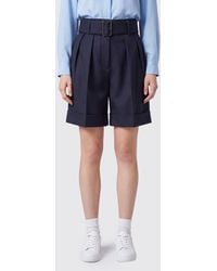 Golden Goose - High-Waisted Tailored Wool Blend Shorts With Pleats And Cuffs - Lyst