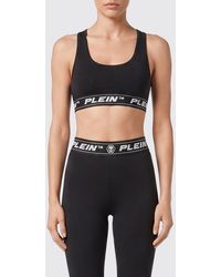 Philipp Plein - Cropped Jersey Top With Square Neckline And Jacquard Logo - Lyst