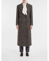 Tagliatore - Chevron Pattern Double-Breasted Long Wool Coat With Classic Lapels - Lyst
