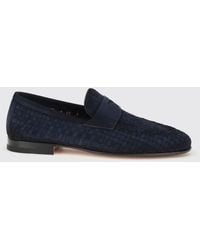 Santoni - Carlo Woven Suede Loafers - Lyst