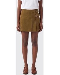 Golden Goose - Pleated Corduroy Velvet Mini Skirt With Buckle Closure - Lyst