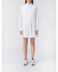 Loewe - Draped Neck Cotton Poplin Mini Shirt Dress - Lyst