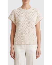 Fabiana Filippi - Short-Sleeved Cotton Crewneck Top With Ribbed Edges - Lyst