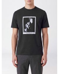 Emporio Armani - Graphic Print Cotton Crewneck T-Shirt With A Slim Fit - Lyst