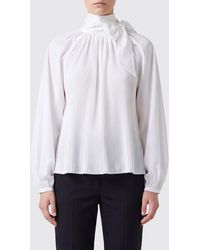 Max Mara - Pleated Silk-Blend Blouse With Scarf-Neck And Long Sleeves - Lyst
