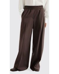 Brunello Cucinelli - Wide-Leg Wool Trousers With Elasticated Waist - Lyst