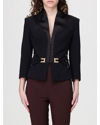 Elisabetta Franchi - Belted Blazer With Logo - Lyst