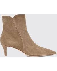 Gianvito Rossi - Levy Almond-Toe Suede Ankle Boots With A Stiletto Heel - Lyst