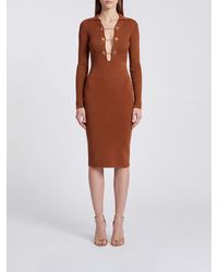 Elisabetta Franchi - Slim-Fit Midi Sheath Dress - Lyst