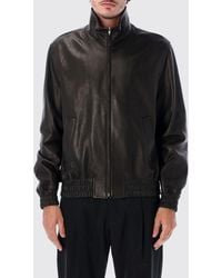 Valentino Garavani - Smooth Calfskin Leather Bomber Jacket With High Neck - Lyst