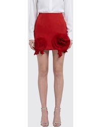 Blumarine - Crêpe Pencil Mini Skirt With Floral Appliqué And Embroidery - Lyst