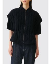 Fabiana Filippi - Short Padded Wool And Cashmere Cape With A Bomber Collar - Lyst