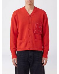 ERL - Wool, Silk And Cashmere Blend Cardigan With V-Neck And Logo Patch - Lyst