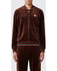 CASABLANCA - Velvet Bomber Sweatshirt With Zip Closure And Contrasting Logo - Lyst