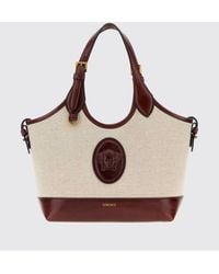 Versace - Borsa a mano Rivière in tela cappuccino - Lyst