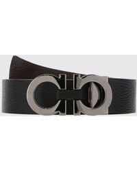 Ferragamo - Verstellbarer Gürtel Aus Genarbtem Leder Mit Gancini-Schnalle - Lyst