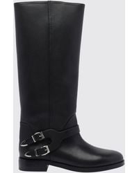 Pinko - Kniehohe Biker-Stiefel Aus Glattleder Mit Gummisohle - Lyst