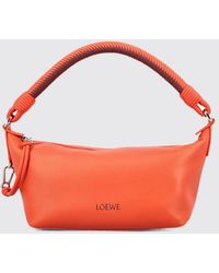 Loewe - Lambskin Nappa Shoulder Bag With Woven Handle - Lyst