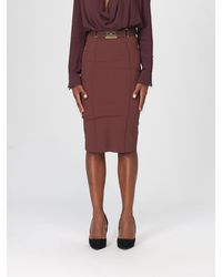 Elisabetta Franchi - Bi-Stretch Technical Fabric Skirt With Belt - Lyst