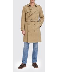 BOSS - Double-Breasted Cotton Knee-Length Trench Coat With Belt And Epaulettes - Lyst