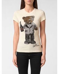 Philipp Plein - Slim Fit Teddy Bear Print Cotton T-Shirt With Rhinestones - Lyst