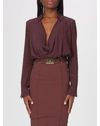 Elisabetta Franchi - Viscose Georgette Blouse Bodysuit - Lyst