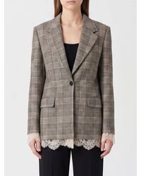 Liu Jo - Viscose Blend Blazer With Tartan Print And Lace Inserts - Lyst