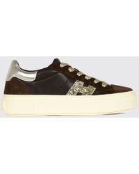 Hogan - Crosswind Nappa And Suede Leather Sneakers With Glitter Logo And Platform Sole - Lyst