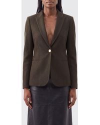 Alberta Ferretti - Single-Breasted Virgin Wool Blend Cropped Blazer With Peaked Lapels - Lyst