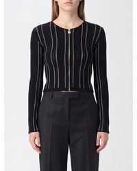 Elisabetta Franchi - Striped Slim Fit Cardigan With Crew Neck And Zip Closure - Lyst