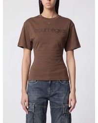 Courreges - Courr&Egrave	Ges Slim Fit Cotton T-Shirt With Contrasting Logo Print On The Chest - Lyst