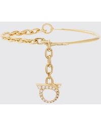 Ferragamo - Logo Detail Brass And Glass Bracelet - Lyst
