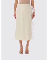 Alberta Ferretti - Falda Midi Cruzada De Cady Con Aplicación De Plumas - Lyst