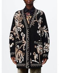 Etro - Jacquard-Cardigan Aus Wolle Mit V-Ausschnitt Und Aufgesetzten Taschen - Lyst