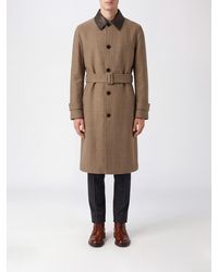 Lardini - Single-Breasted Wool Blend Coat With Waist Belt And Back Vent - Lyst