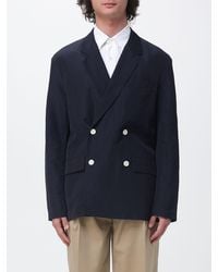 Emporio Armani - Double-Breasted Linen And Cotton Blazer - Lyst