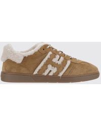 Hogan - Light Suede Shearling Low-Top Sneakers - Lyst