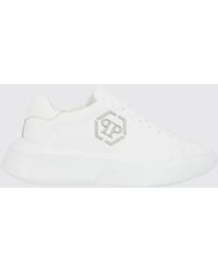 Philipp Plein - Low-Top Leather Sneakers With Hexagon Logo And Platform Sole - Lyst