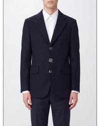 Junya Watanabe - Single-Breasted Wool Blend Blazer With Metal Logo - Lyst