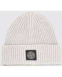Stone Island - Ribbed Rws Virgin Wool Beanie Hat With Compass Logo Patch - Lyst
