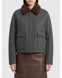 Brunello Cucinelli - Short Virgin Wool And Cashmere Coat With Fur Collar - Lyst